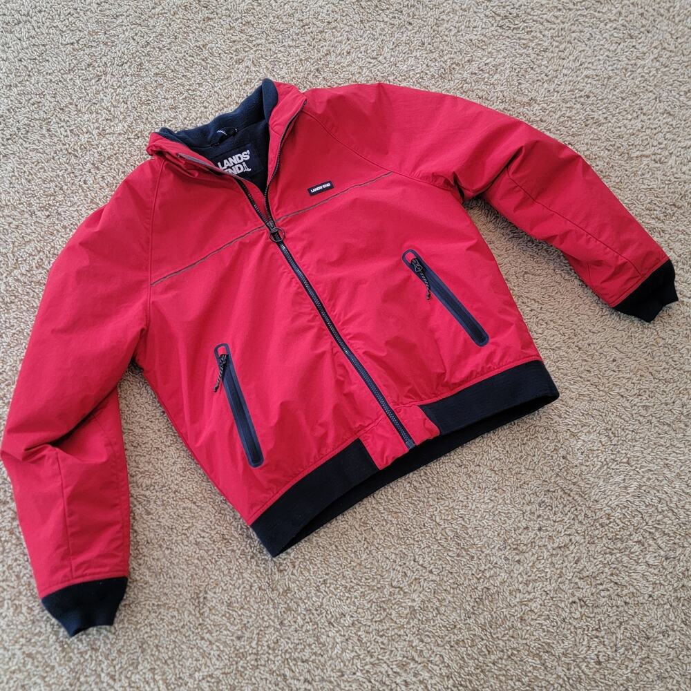 Lands' End Men's Fleece Lined Jacket Size Large Red Coat